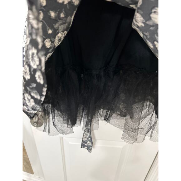 B Darlin Y2K Black Silver Metallic Milkmaid Halter Mini Dress 13/14 Coquette - Picture 10 of 12